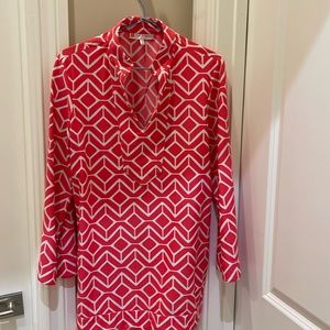 Jude Connally Red and White Geometric Tunic